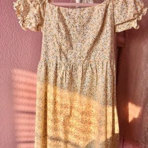 Cottage core Bonne Chance floral print dress
